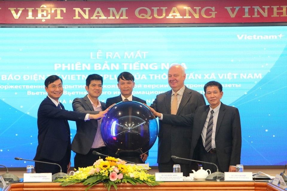 Sáng 3/3/2020, Báo Điện tử VietnamPlus thuộc Thông tấn xã Việt Nam chính thức khai trương phiên bản tiếng Nga tại địa chỉ https://ru.vietnamplus.vn. (Ảnh: TTXVN)