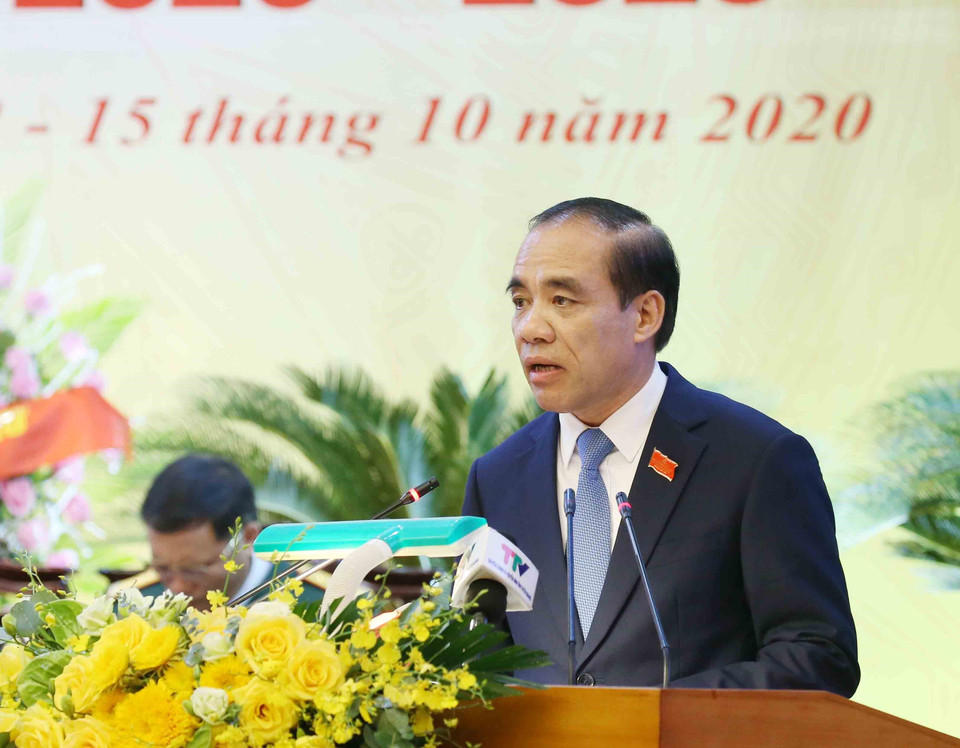 Ông Chẩu Văn Lâm, Ủy viên Trung ương Đảng, Bí thư Tỉnh ủy Tuyên Quang phát biểu khai mạc Đại hội. (Ảnh: Phương Hoa/TTXVN)