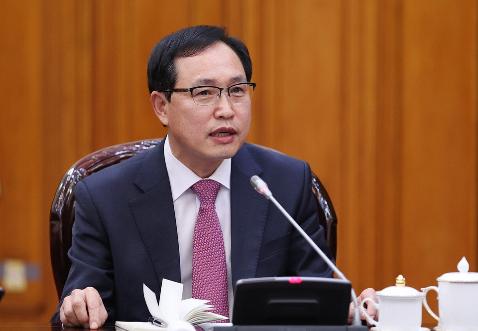 Ông Choi Joo Ho, Tổng Giám đốc Tổ hợp Samsung Việt Nam phát biểu. (Ảnh: Dương Giang/TTXVN)