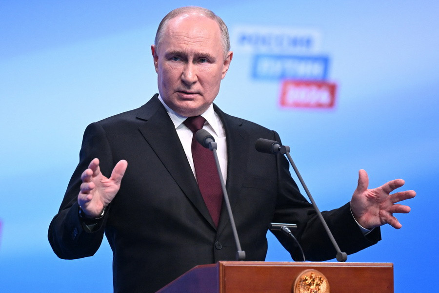 Tổng thống Nga Vladimir Putin phát biểu tại Moskva ngày 18/3. (Ảnh: AFP/TTXVN)