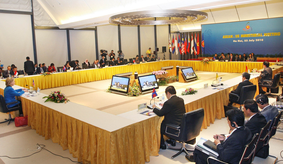 Hội nghị ASEAN-Hoa Kỳ, trong khuôn khổ Hội nghị Bộ trưởng Ngoại giao ASEAN 43 và các hội nghị liên quan, ngày 22/7/2010, tại Hà Nội. (Ảnh: Nhan Sáng/TTXVN)