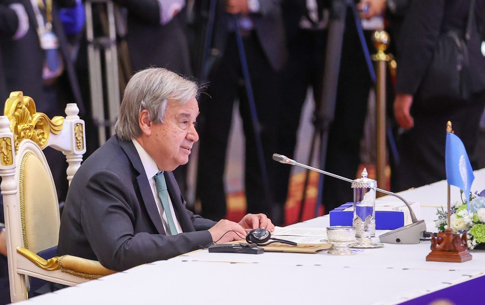 Tổng Thư ký Liên hợp quốc Antonio Guterres phát biểu. (Ảnh: Dương Giang/TTXVN)