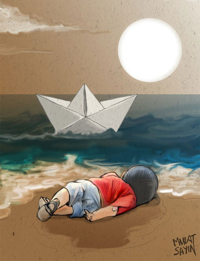 Bức ảnh về cậu bé ​3 tuổi người Syria Aylan Kurdi chết đuối dạt vào bờ khi cùng gia đình tìm đường vượt biển sang châu Âu tị nạn đã gây xúc động với hàng triệu người trên toàn thế giới.