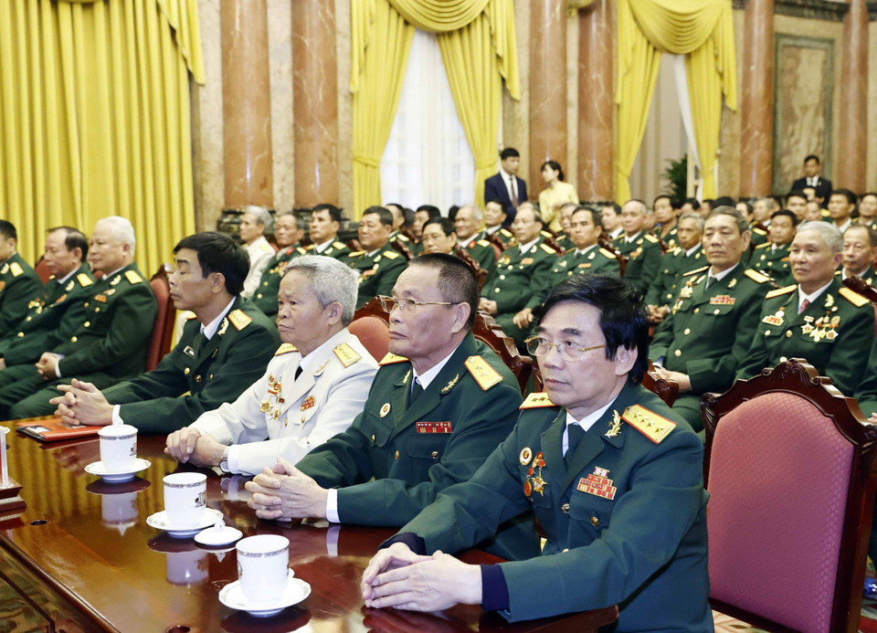 Các cựu chiến binh Sư đoàn 341 dự buổi gặp mặt. (Ảnh: Thống Nhất/TTXVN)