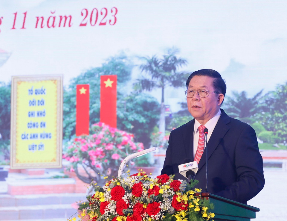 Đồng chí Nguyễn Trọng Nghĩa, Bí thư Trung ương Đảng, Trưởng Ban Tuyên giáo Trung ương phát biểu. (Ảnh: Thống Nhất/TTXVN)