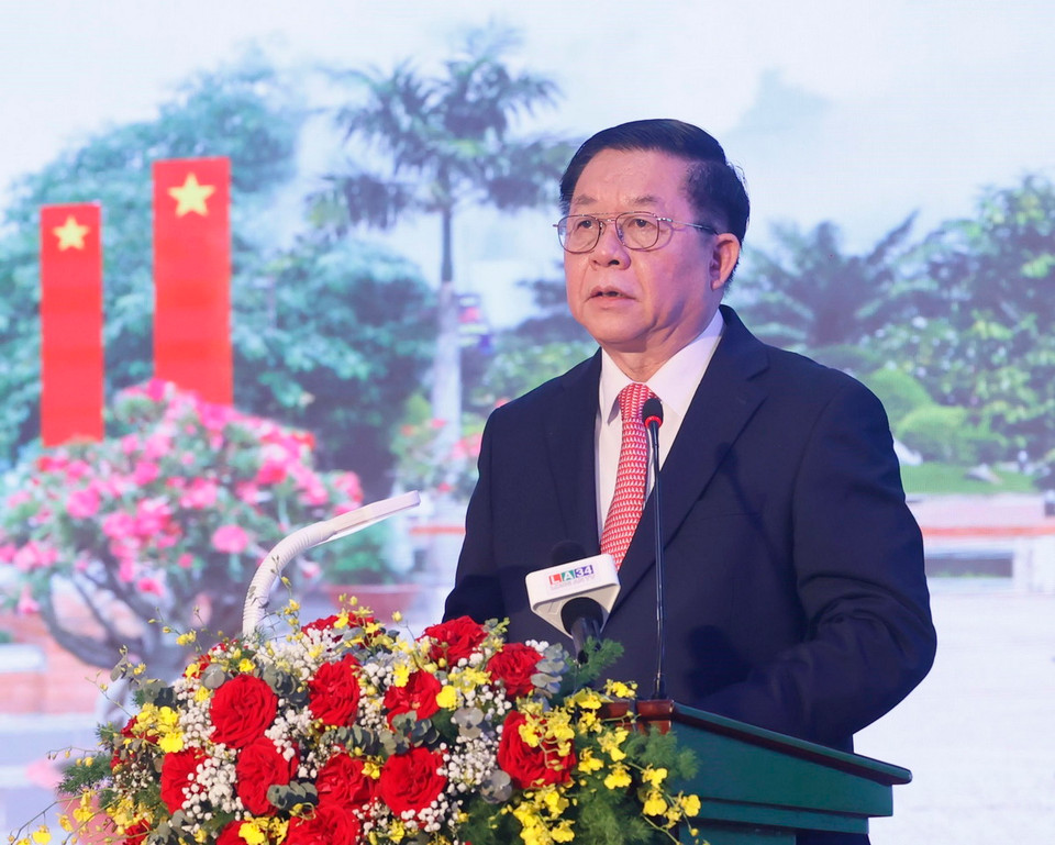 Đồng chí Nguyễn Trọng Nghĩa, Bí thư Trung ương Đảng, Trưởng Ban Tuyên giáo Trung ương phát biểu. (Ảnh: Thống Nhất/TTXVN)