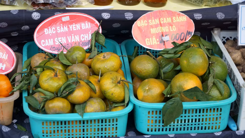 Nhiều loại nông sản tươi ngon tại hội chợ. (Ảnh: Vi Diệu/Vietnam+)