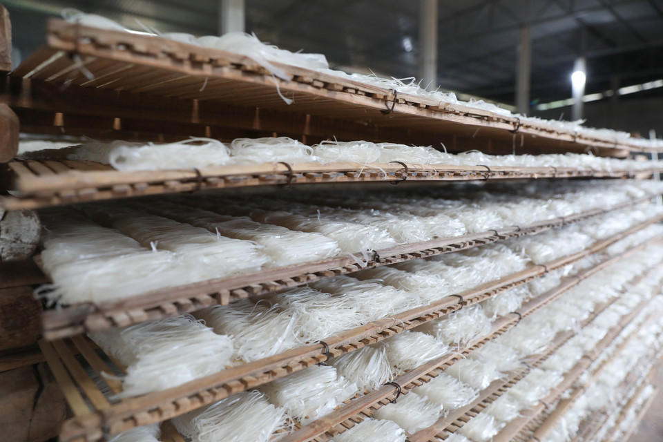 Dây chuyền sản xuất Mỳ Chũ tại Hợp tác xã sản xuất Mỳ Chũ Xuân Trường, xã Nam Dương, huyện Lục Ngạn (Bắc Giang). (Ảnh: Danh Lam/TTXVN)