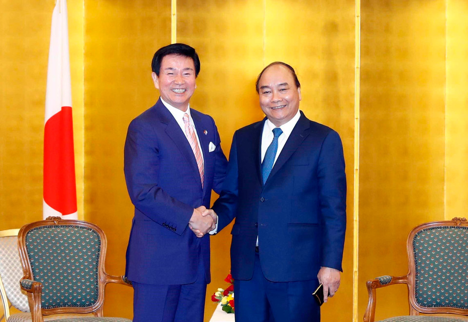 Thủ tướng Nguyễn Xuân Phúc tiếp Thống đốc tỉnh Chiba, ông Morita Kensaku. (Ảnh: Thống Nhất/TTXVN)