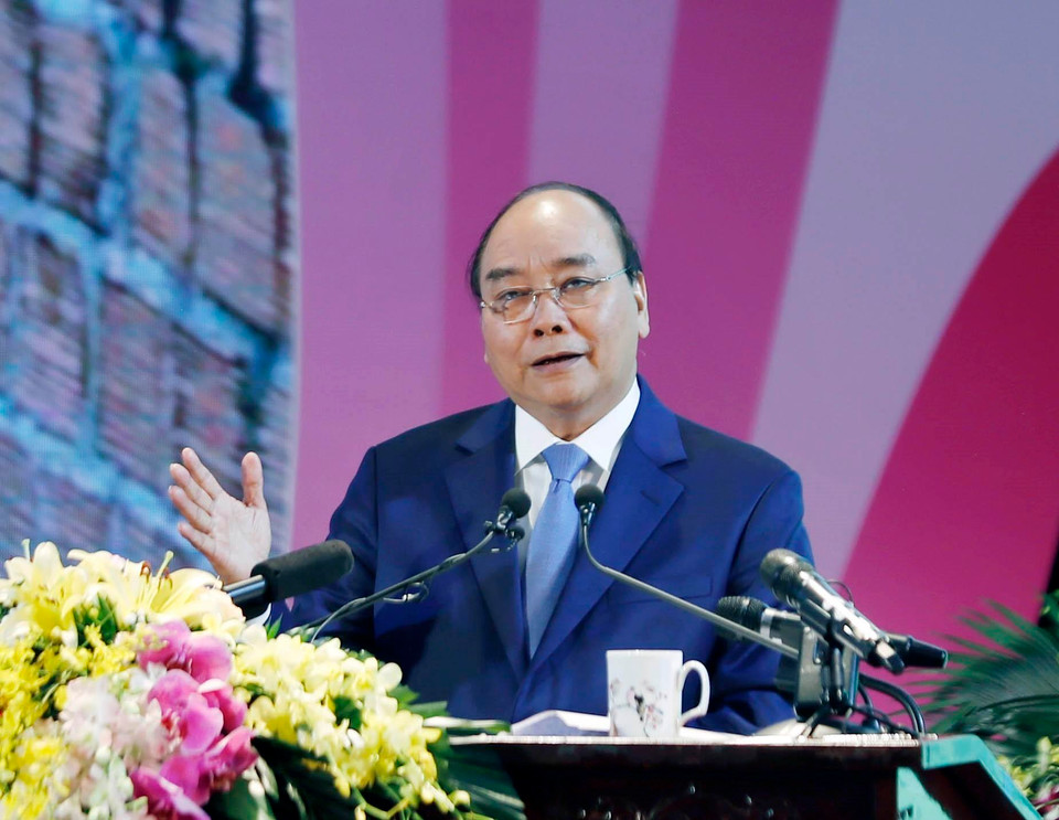 Thủ tướng Nguyễn Xuân Phúc phát biểu chỉ đạo tại hội nghị. (Ảnh: Thống Nhất/TTXVN)