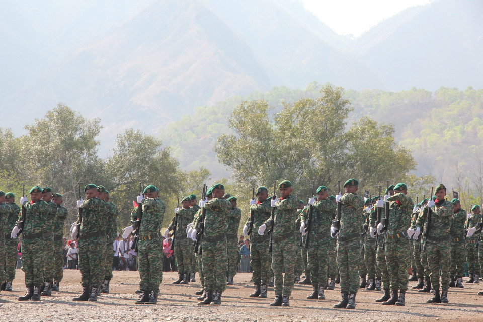 Hàng nghìn thành viên các lực lượng vũ trang của Timor Leste tham gia buổi lễ. (Ảnh: Trung Sơn/Vietnam+)