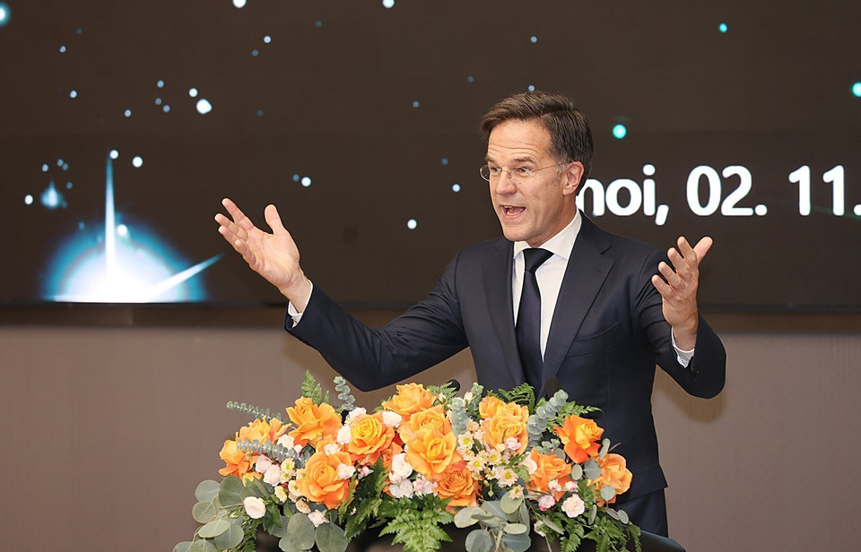 Thủ tướng Hà Lan Mark Rutte phát biểu tại diễn đàn. (Ảnh: Dương Giang/TTXVN)