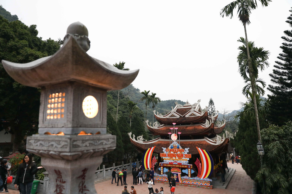 Công tác chuẩn bị cho lễ khai hội Chùa Hương cơ bản đã hoàn tất. (Ảnh: Thanh Tùng/TTXVN)