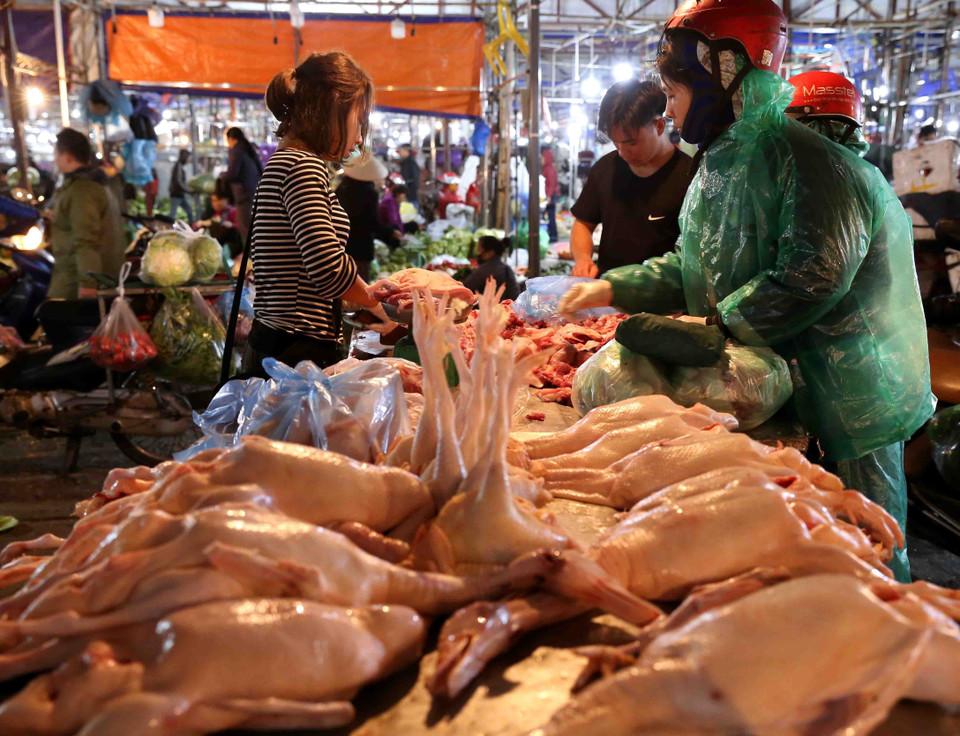 Giá cả một số mặt hàng tăng nhẹ so với trước Tết. (Ảnh: Vũ Sinh/TTXVN)