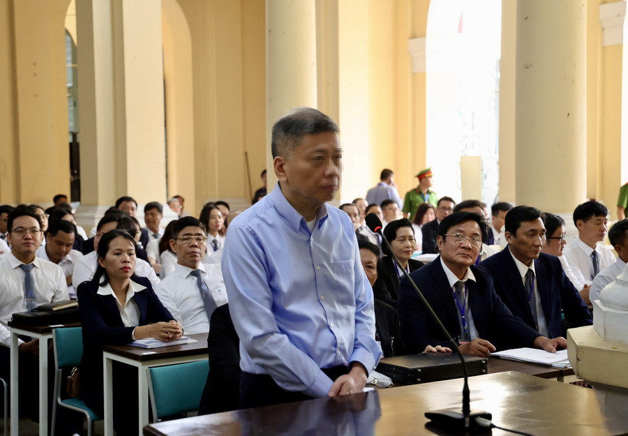 Bị cáo Chu Lập Cơ (chồng bà Trương Mỹ Lan) tại phiên tòa. (Ảnh: Thanh Vũ/TTXVN)