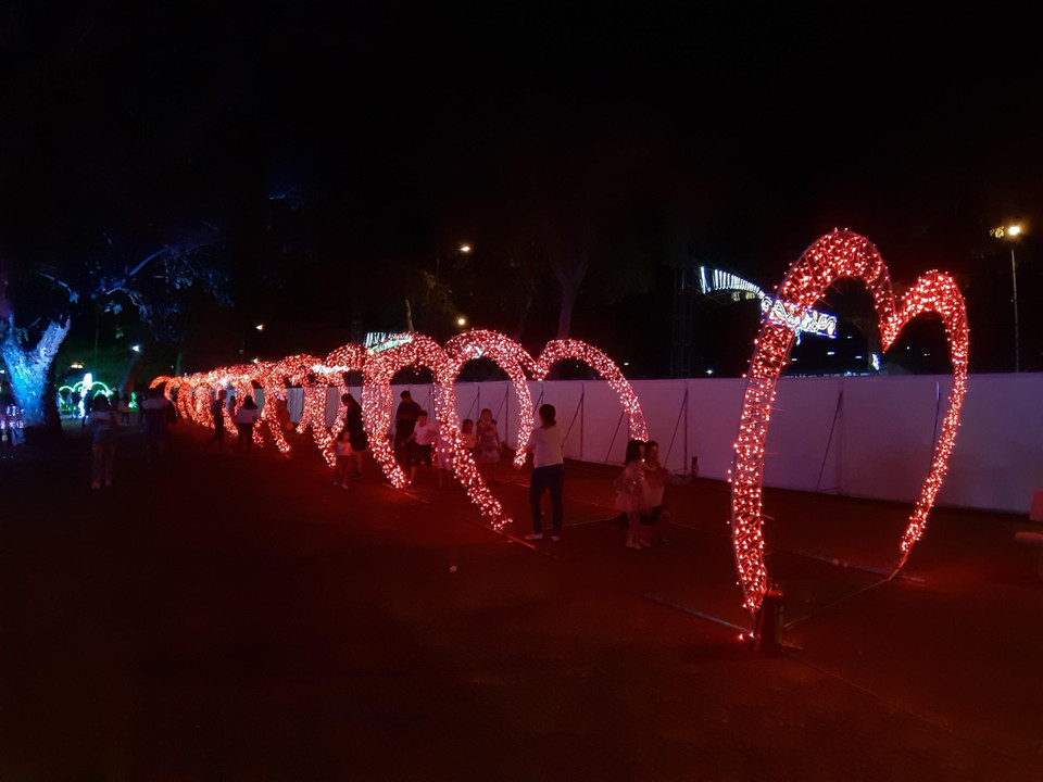 Các mô hình đèn LED tại lễ hội. (Ảnh: Ánh Tuyết/TTXVN)