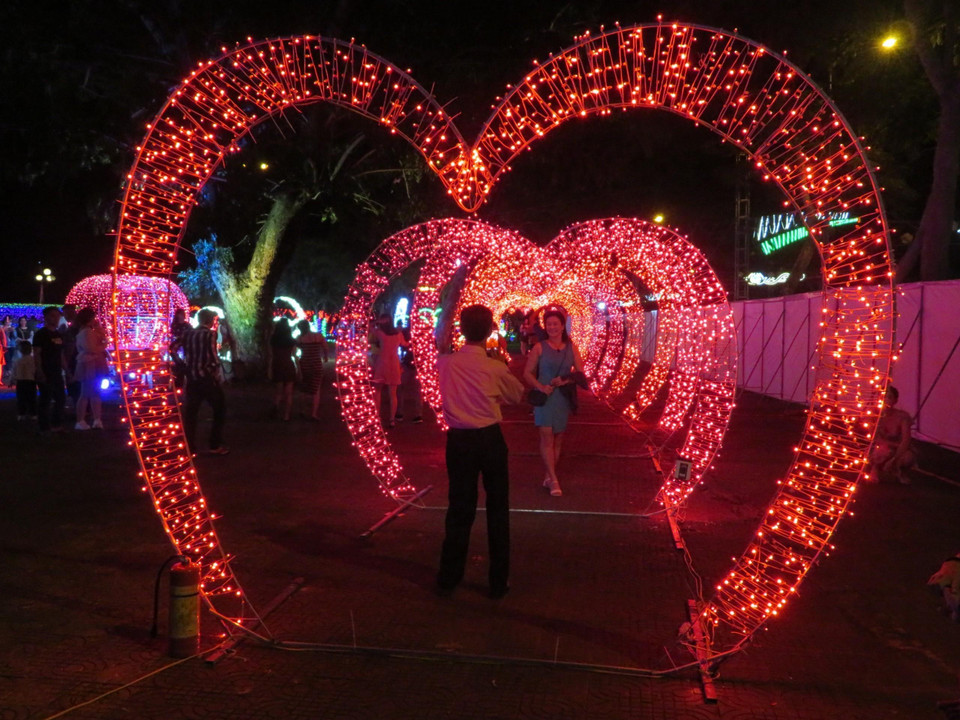 Các mô hình đèn LED tại lễ hội. (Ảnh: Ánh Tuyết/TTXVN)