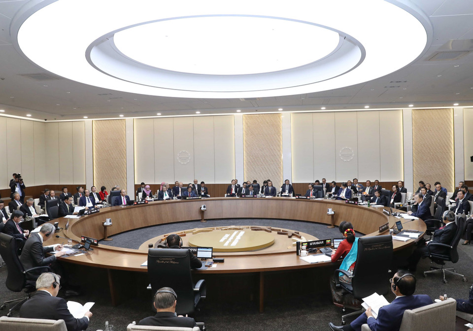 Quang cảnh phiên thứ nhất Hội nghị Cấp cao kỷ niệm 30 năm Quan hệ đối thoại ASEAN-Hàn Quốc. (Ảnh: Thống Nhất/TTXVN)