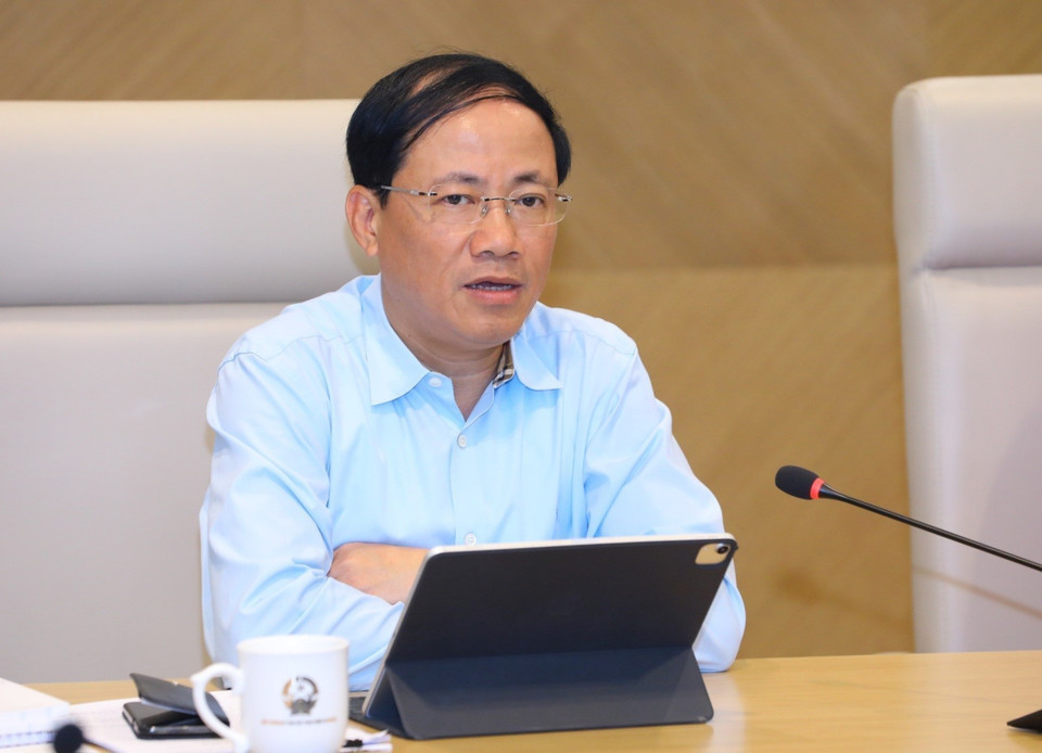 Thứ trưởng Bộ Thông tin và Truyền thông Phạm Anh Tuấn, Trưởng Tiểu ban Thông tin-Truyền thông SEA Games 31 phát biểu. (Ảnh: Văn Điệp/TTXVN)