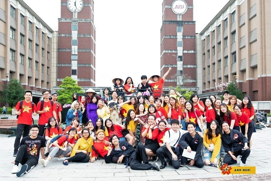 Lưu học sinh Việt Nam tại Đại học Ritsumeikan châu Á-Thái Bình Dương (APU) ở Fukuoka , Nhật Bản (22/7/2019). (Ảnh: TTXVN)
