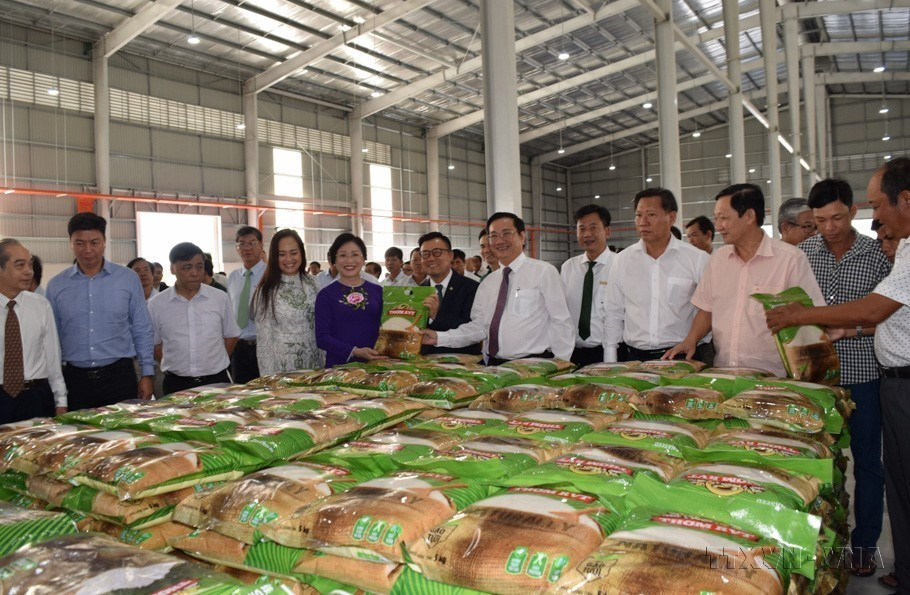 Dây chuyền sản xuất gạo hiện đại, đồng bộ và tự động hóa tại Trung tâm công nghiệp chế biến hạt giống và nông sản (Đồng Tháp) sử dụng 100% công nghệ Nhật Bản. (Ảnh: Chương Đài/TTXVN)