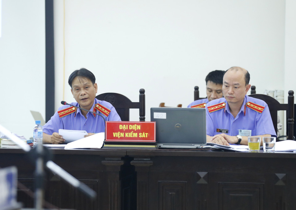 Đại diện Viện Kiểm sát Nhân dân thành phố Hà Nội tại phiên tòa. (Ảnh: Doãn Tấn/TTXVN)