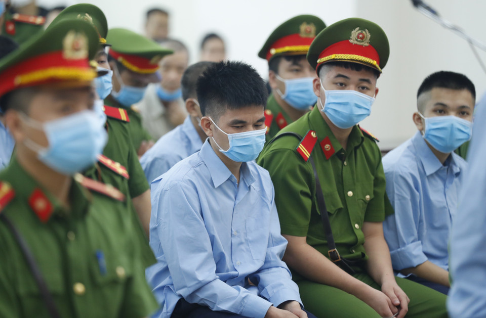 Các bị cáo tại phiên tòa. (Ảnh: Doãn Tấn/TTXVN)
