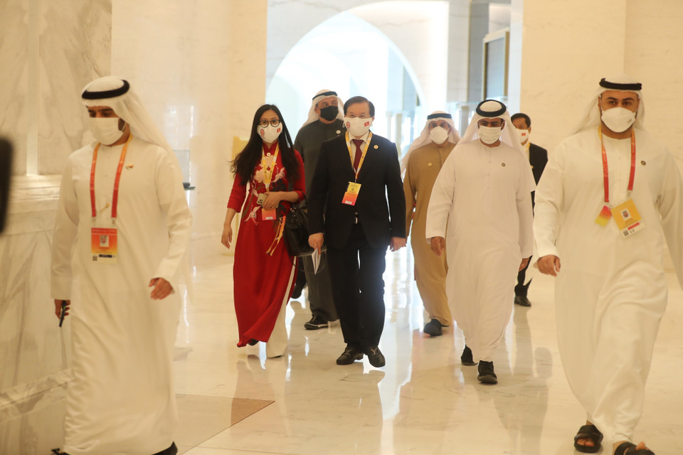 Thứ trưởng Bộ Văn hóa, Thể thao và Du lịch Tạ Quang Đông dẫn đầu Đoàn đại biểu cấp cao Việt Nam tại EXPO 2020 Dubai. (Ảnh: TTXVN phát)