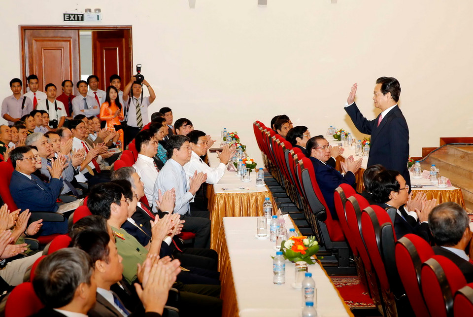 Thủ tướng Nguyễn Tấn Dũng và nhiều đồng chí lãnh đạo, nguyên lãnh đạo Đảng, Nhà nước đến dự. (Ảnh: Đức Tám/TTXVN)