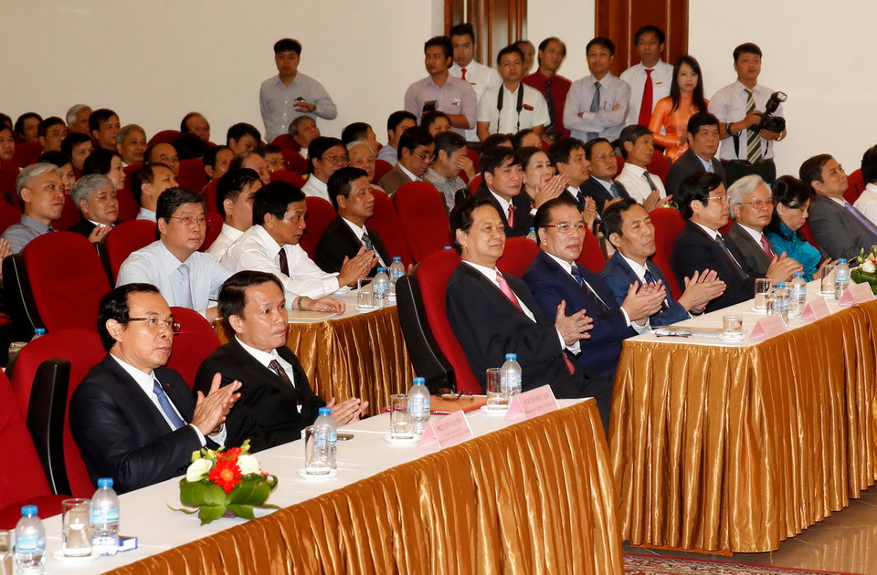 Sáng 15/9, Thông tấn xã Việt Nam tổ chức Lễ kỷ niệm 70 năm Ngày thành lập và đón nhận Huân chương Độc lập hạng Nhất (lần thứ hai). (Ảnh: Đức Tám/TTXVN)