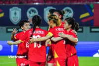 Đội tuyển Nữ Việt Nam toàn thắng sau hai lượt trận ở bảng A, AFF Cup Nữ 2025. (Ảnh: Việt Anh/Vietnam+)