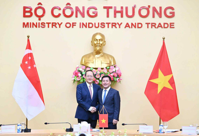 Bộ trưởng Bộ Công Thương Nguyễn Hồng Diên và Bộ trưởng Bộ Công Thương phụ trách năng lượng và khoa học - công nghệ Singapore Tan See Leng.