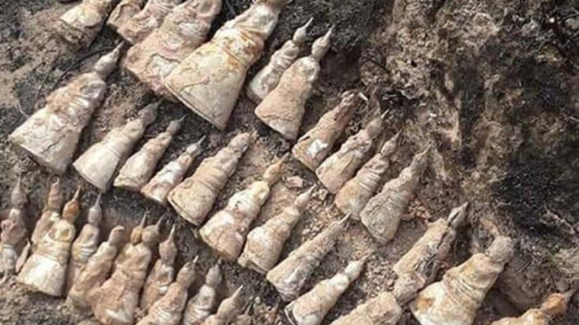 Các tượng Phật được tìm thấy tại làng Kherng, huyện Phoukoud, tỉnh Xiengkhuang. (Nguồn: KPL)