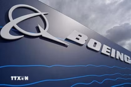 Biểu tượng hãng chế tạo máy bay Boeing. (Ảnh: IRNA/TTXVN)