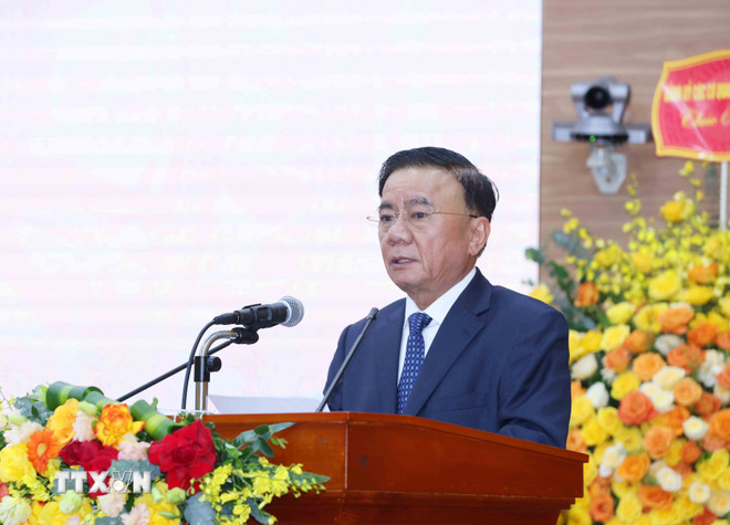 Đồng chí Trần Cẩm Tú, Uỷ viên Bộ Chính trị, Thường trực Ban Bí thư, Bí thư Đảng uỷ các cơ quan Đảng Trung ương phát biểu chỉ đạo Đại hội. (Ảnh: Phương Hoa/ TTXVN)