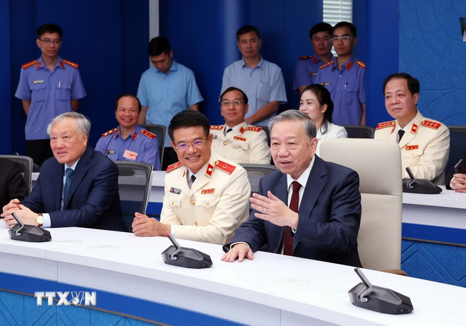 Hình ảnh 6 Tổng Bí thư Tô Lâm phát biểu tại Trung tâm điều hành ngành Kiểm sát Nhân dân. (Ảnh: Phạm Kiên/TTXVN)