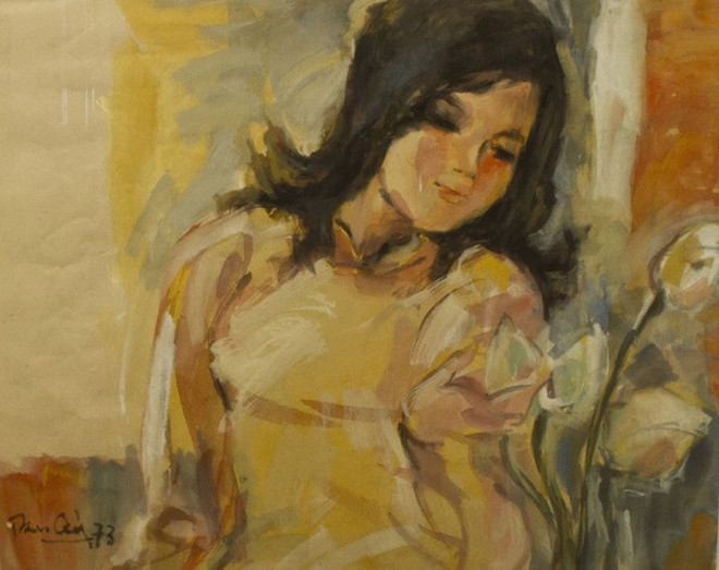 Bức tranh 'Tình yêu đầu tiên' của danh họa Trần Văn Cẩn. (Nguồn: Chọn Auction House) 0105-tranh-son-mai-tran-van-can.jpg