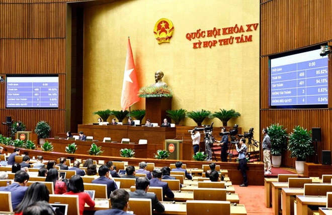 Quốc hội biểu quyết thông qua Luật Dữ liệu. (Ảnh: Doãn Tấn/TTXVN) 0107-luat-du-lieu-2.jpg