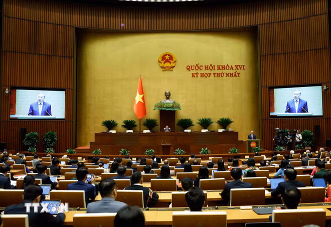 Tổng Bí thư Tô Lâm phát biểu tại phiên khai mạc Kỳ họp thứ Nhất, Quốc hội khóa XVI. (Ảnh: Thống Nhất/TTXVN) ttxvn-0604-khai-mac-ky-hop-thu-nhat-quoc-hoi-khoa-xvi-12.jpg