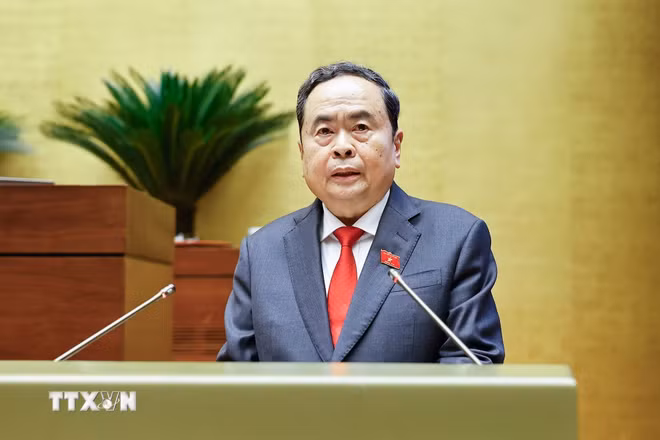 Đồng chí Trần Thanh Mẫn, Chủ tịch Quốc hội khóa XV phát biểu khai mạc Kỳ họp thứ nhất, Quốc hội khóa XVI. (Ảnh: Doãn Tấn/TTXVN) ttxvn-0604-khai-mac-ky-hop-thu-nhat-quoc-hoi-khoa-xvi-2.jpg