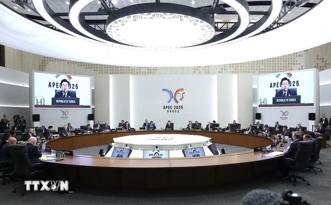 Chủ tịch nước Lương Cường dự Phiên họp thứ 2 Hội nghị Cấp cao APEC lần thứ 32 ttxvn-0111-chu-tich-nuoc-apec-4.jpg