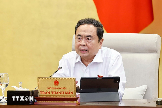 Chủ tịch Quốc hội Trần Thanh Mẫn phát biểu. (Ảnh: Doãn Tấn/TTXVN) ttxvn-2509-quoc-hoi.jpg