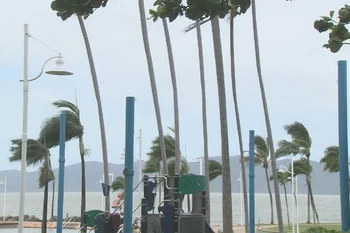 Bão đổ bộ gây gió mạnh. (Ảnh: 9News)