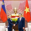 Chủ tịch Quốc hội Trần Thanh Mẫn hội kiến Thủ tướng Công quốc Liechtenstein Brigitte Haas. (Ảnh: Doãn Tấn/TTXVN)