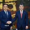 Thủ tướng Lê Minh Hưng tiếp Phó Thủ tướng, Bộ trưởng Tài chính Lào Santiphab Phomvihane. (Ảnh: Dương Giang/TTXVN)