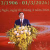 Thủ tướng Phạm Minh Chính phát biểu tại Lễ kỷ niệm 120 năm Ngày sinh Thủ tướng Phạm Văn Đồng. (Ảnh: Dương Giang/TTXVN)
