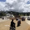 Nút giao đường Nguyên Tử Lực-Trần Quốc Toản (đoạn gần hồ lắng số 1 sát bên hồ Xuân Hương-Đà Lạt) được triển khai thi công, nâng cấp. (Ảnh: Nguyễn Dũng/TTXVN)