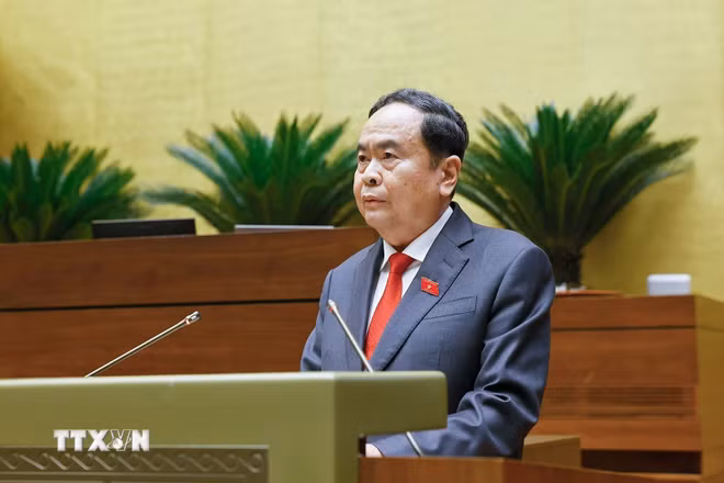 Chủ tịch Quốc hội khóa XVI Trần Thanh Mẫn phát biểu nhậm chức. (Ảnh: TTXVN) ttxvn-dong-chi-tran-thanh-man-tuyen-the-nham-chuc-chu-tich-quoc-hoi-khoa-xvi-3.jpg