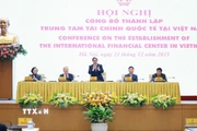 Thủ tướng Phạm Minh Chính chủ trì Hội nghị công bố thành lập Trung tâm Tài chính quốc tế tại Việt Nam. (Ảnh: Dương Giang/TTXVN)