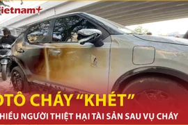 Cận cảnh chiếc xe hàng trăm triệu đồng cháy rụi trong vụ hỏa hoạn ở quán cà phê